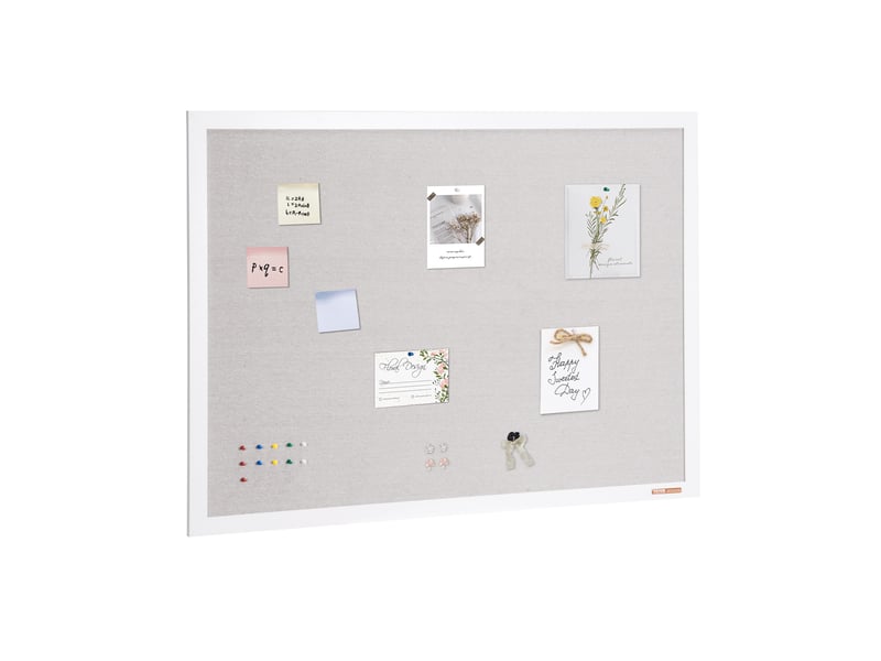  Vevor tableau liège blanc, surface lin 1200x900mm, cadre bois, mural.  - Conforama A