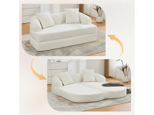 Canapé convertible,157x84x65 cm,2 places avec 2 coussins,tissu,beige