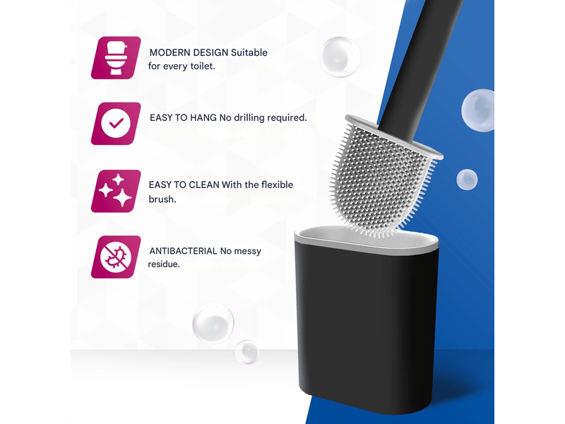  Brosse wc de luxe avec support - brosse wc flexible en silicone - comprend un système de montage - à poser ou à suspendre - brosse wc Toilet brush holder-LM3-A033-Z - Conforama C