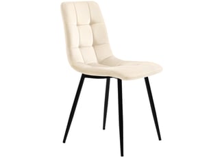 Lot de 4 chaises velours blanc foncé avec dossier et pieds métal – design contemporain, salle à manger