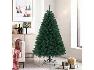 Sapin de noël artificiel 150 cm, support pliable en acier, arbre de noël avec 420 pointes de branches articulées, vert
