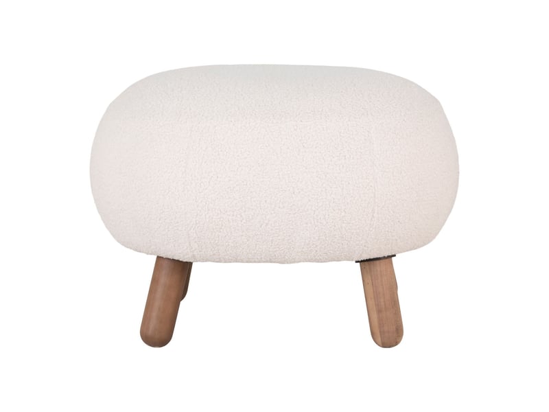  Pouf savona en fausse fourrure blanche avec pieds effet noyer, 56×47 cm  - Conforama B