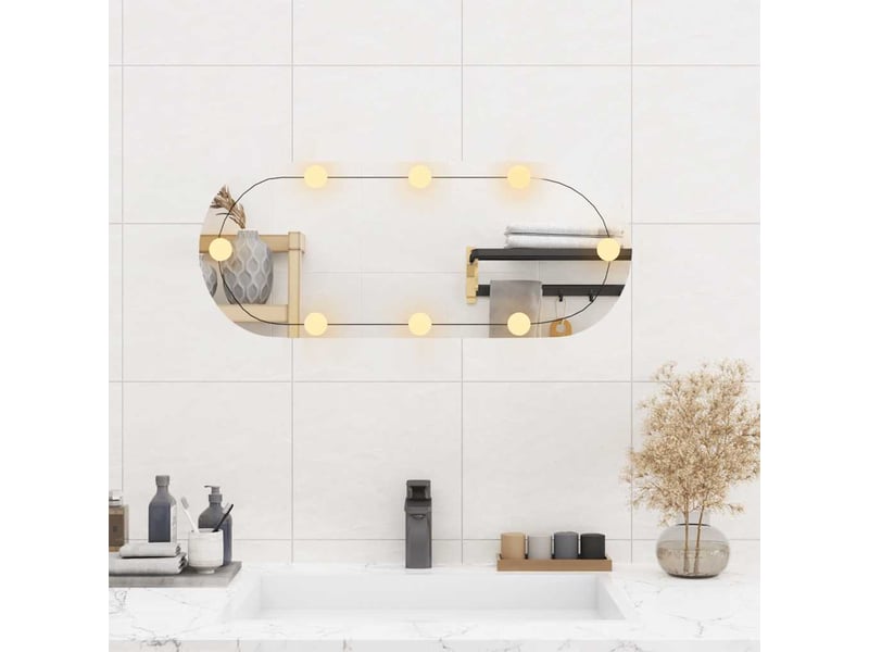Miroir mural avec lumières led 30x70 cm verre ovale cf62817 - Conforama C