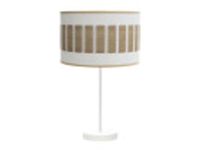  Fabrilamp ivanna grande lampe à poser blanc effet bois clair, abat-jour cylindrique textile, 1 x e27, 62 cm 188471185 - Conforama B