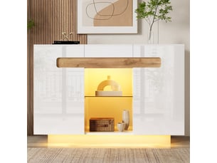 Armoire cuisine vitrine moderne 120 cm avec led