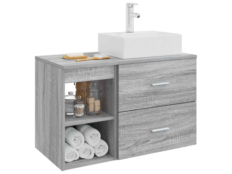 Ensemble de mobilier de salle de bain 2 pcs sonoma gris shl7886 - Conforama C