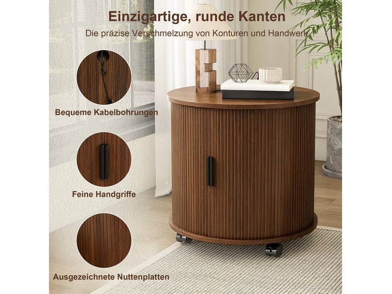  Table de chevet 60x60x60 cm avec station de charge décor noyer  - Conforama E