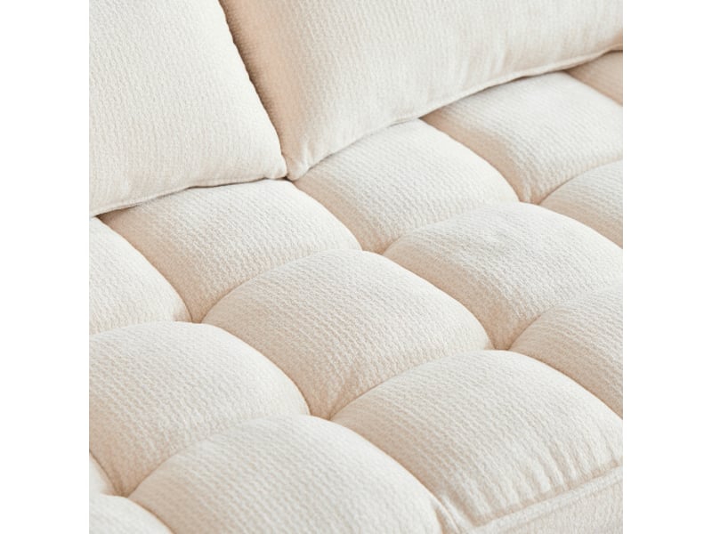 Canapé-lit 3 en 1 de 142 cm, coussins moelleux comme des nuages, 2 coussins lombaires, tablette et porte-gobelets - Conforama D