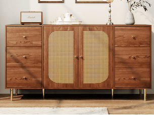 Buffet 2 porte(s)  6 tiroir(s) <strong>BGSRYAO</strong> <strong></strong> - 160 cm coloris marron 