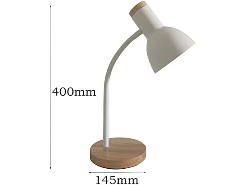  Lampe de bureau design en bois – pour bureau et chambre, blanc, ampoule non incluse  - Conforama B