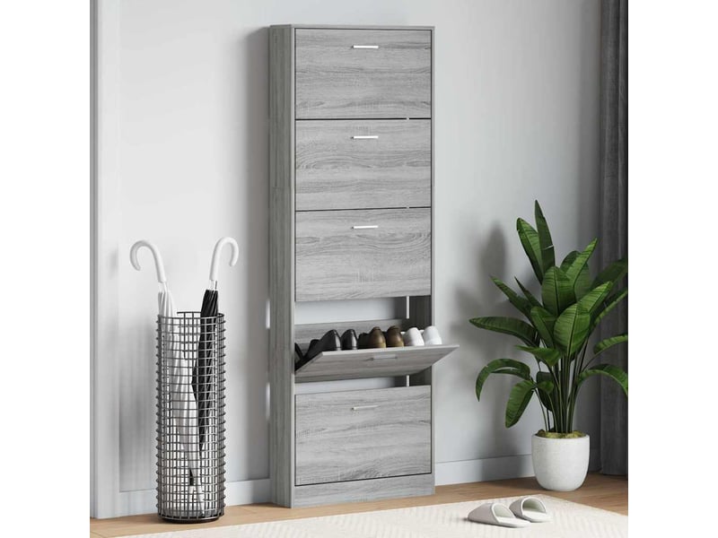  Meuble à chaussure, armoire à chaussures sonoma gris 59x17x169 cm bois d'ingénierie  - Conforama B