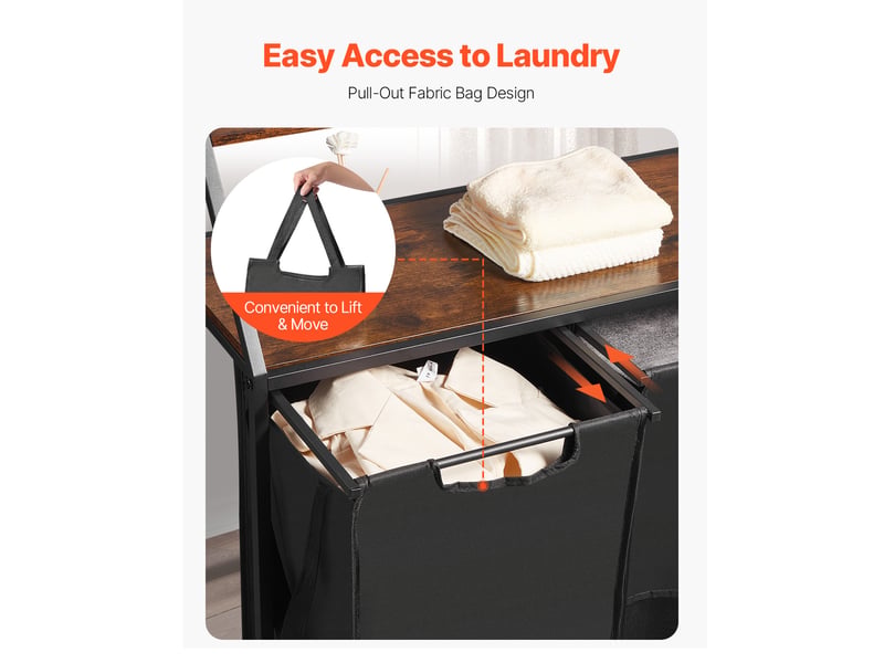  Vevor trieur de linge 2 niveaux 2 compartiments avec roulettes et crochets noir  - Conforama D