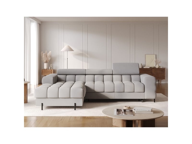 Canapé d'angle gauche convertible gris foncé chiné confort premium 285x99x181cm filtro - Conforama E