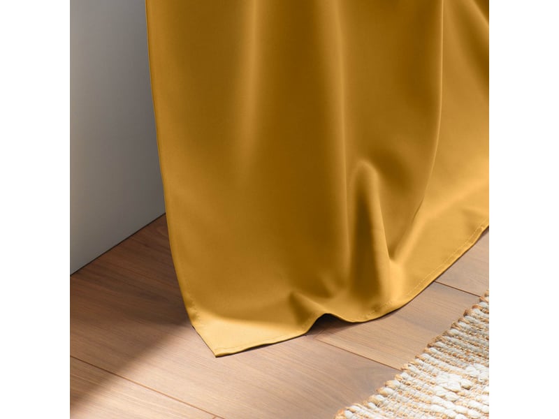  Lot de 2 rideaux à œillets grande hauteur 135 x 280 cm occultants unis occult ocre  - Conforama C