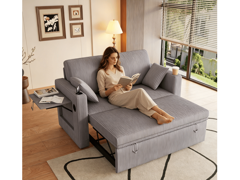 Canapé convertible, canapé-lit – porte-gobelets, pour appartement, dossier réglable, pour salon - Conforama C