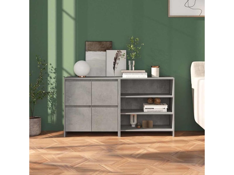  Buffets 2 pcs - bahut - meuble de rangement gris béton bois d'ingénierie  - Conforama B