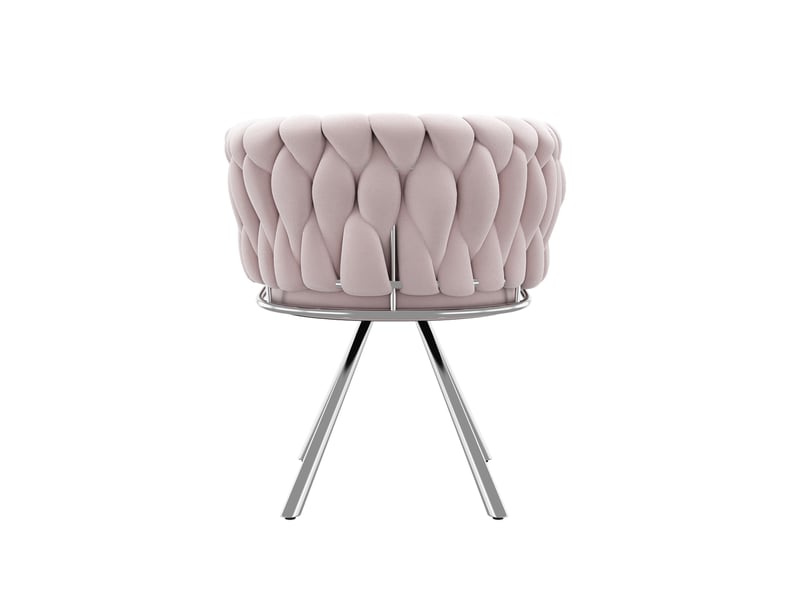  Chaise pivotante 360° en velours rose, dossier enveloppant, piètement métal, assise rembourrée, pour coiffeuse et chambre  - Conforama R