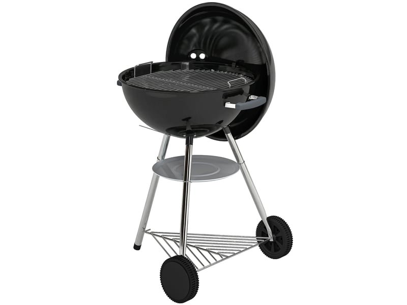  Barbecue à charbon rond avec thermomètre, grille ø53,5 cm et roues  - Conforama B