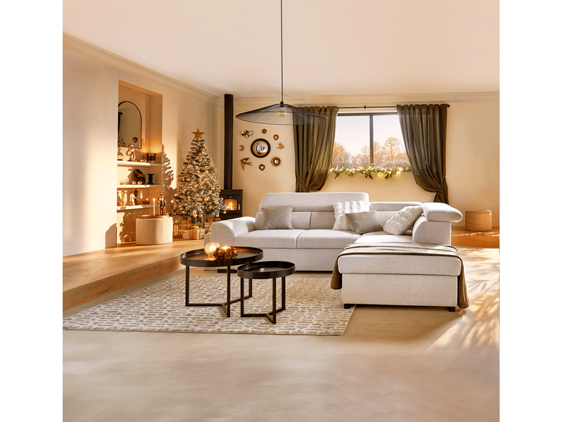 Canapé d'angle beige convertible 4 place OLYMPE - Conforama Y