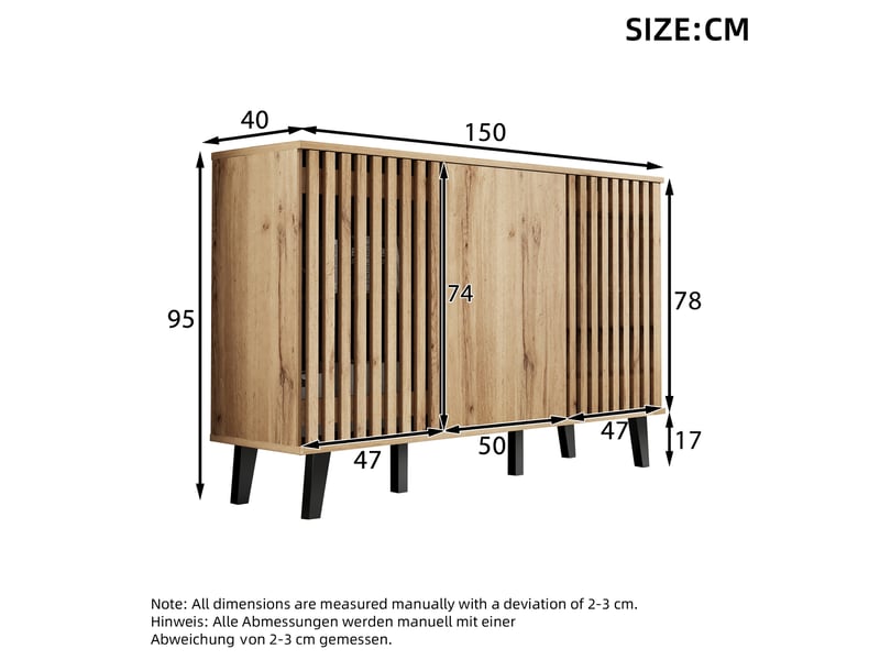  Meuble tv rangement 180 cm bois naturel portes niches salon chambre multi homvra  - Conforama E