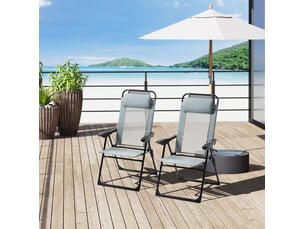 Lot de 2 fauteuils de jardin pliants 62 x 70 x 109 cm – gris – dossier réglable sur 5 positions avec accoudoirs