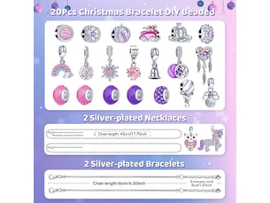 Calendrier de l'avent 2026 fille – 24 jours de bijoux et bracelets à assembler, cadeau pour enfant de 6 à 13 ans