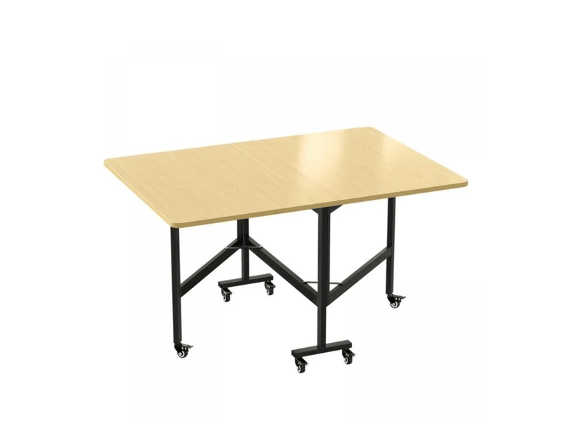  Table pliante à rabats 120 x 80 cm avec roulettes amovibles – table à manger modulable gain de place et bureau d'appoint pour petits espaces – chêne clair et noir  - Conforama A