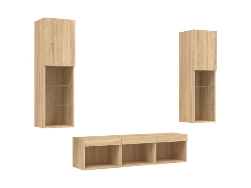  Unités murales tv avec led 5 pcs chêne sonoma bois d'ingénierie shl24698  - Conforama E