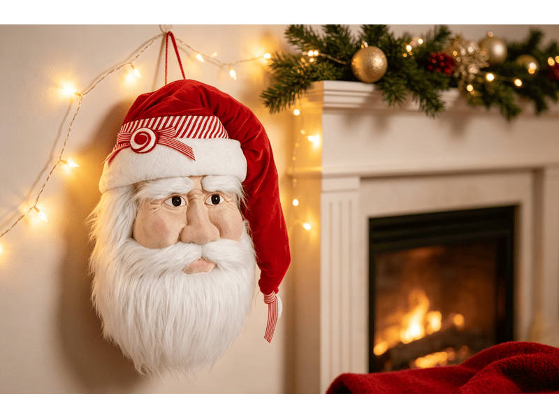  Tête de père noël décorative krist+ rouge blanc 45 x 77 x 24 cm V3402192 - Conforama C
