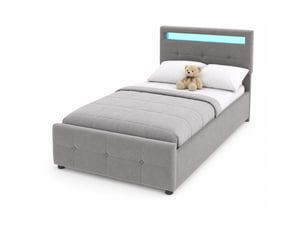 Lit coffre 90x200 cm <strong></strong> <strong></strong> coloris gris