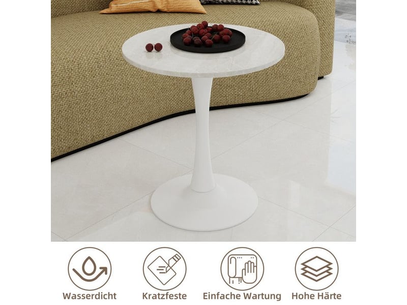  Table basse moderne - blanc - marbre artificiel - style milieu du siècle - adaptée pour 2 à 4 personnes 70x70x72cm - Conforama D