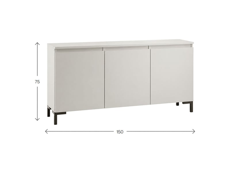  Buffet milarele, commode 3 étagères, 150x37x75h cm gris clair Milarele - Conforama C