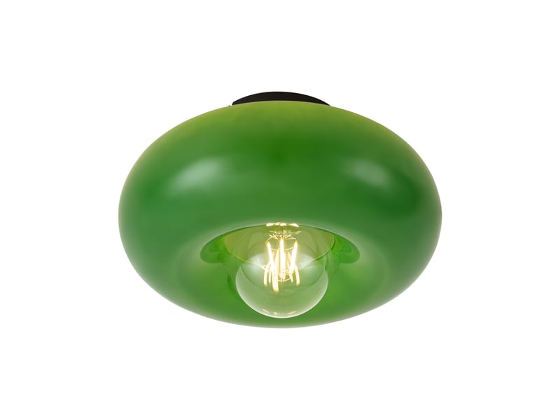  Retro plafondlamp zwart met groen glas 30cm - glaze  - Conforama E