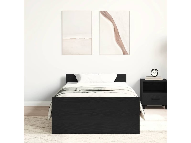  Lit simple- lit adulte -  cadre de lit sans matelas chêne noir 90x190 cm bois ingénierie  - Conforama B