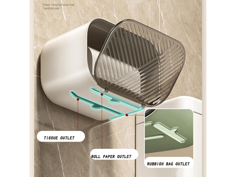  Couvercle de boîte à mouchoirs, boîte à mouchoirs murale, support de rangement pour rouleau de papier (blanc)  - Conforama E