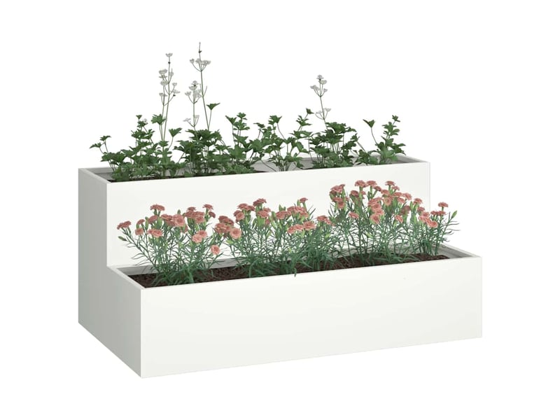 Jardinière - cache-pot de jardin blanc 100 x 60 x 45 cm acier laminé à froid - Conforama C