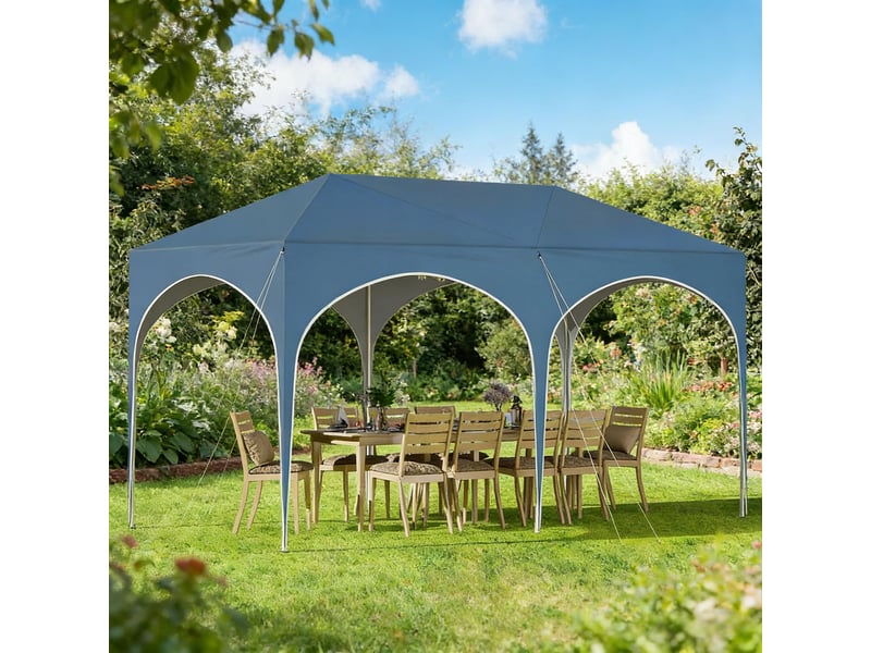  Gazebo 3x6 m bleu avec 6 parois latérales, tente de réception pliable déperlante  - Conforama D