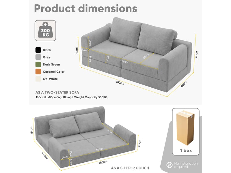 Canapé-lit convertible et pliable, fauteuil-lit multifonctionnel avec mousse à mémoire de forme et soutien dorsal,beige - Conforama C