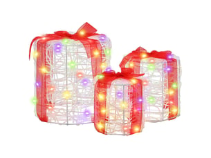 Décoration de boîte cadeau 3 pc 60 led coloré 20 x 20 x 21 cm cf61903