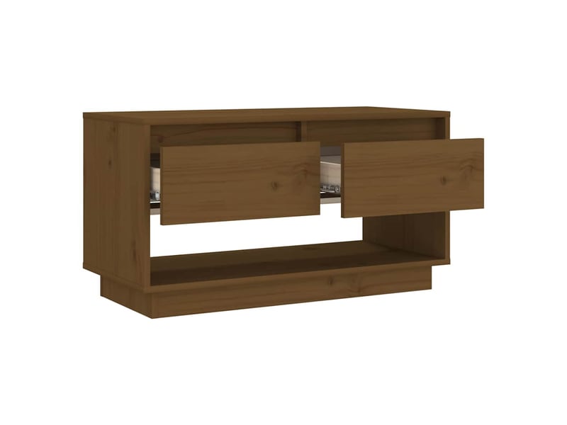  Meuble tv - banc tv - meuble de rangement marron miel 74x34x40 cm bois de pin massif  - Conforama D