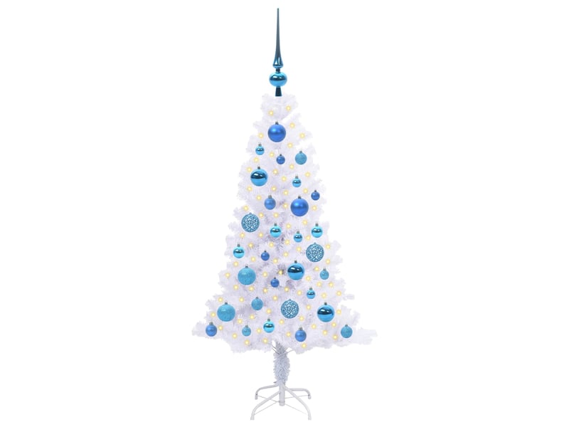  Sapin de noël - arbre de noël artificiel avec 150 led blanc 120 cm pvc et acier  - Conforama C