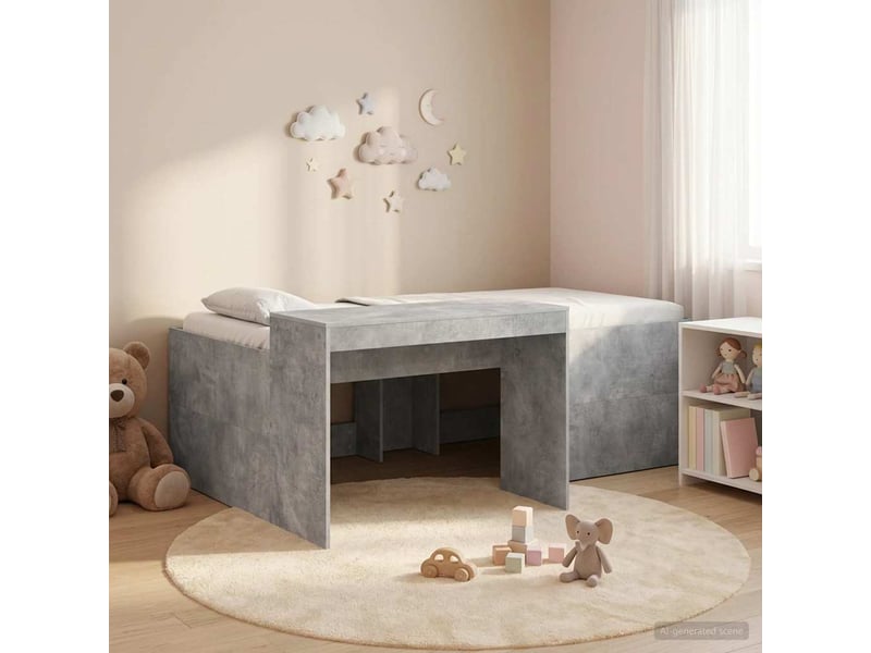  Lit haut pour enfants - lit jeune avec bureau gris béton 80 x 200 cm  - Conforama B