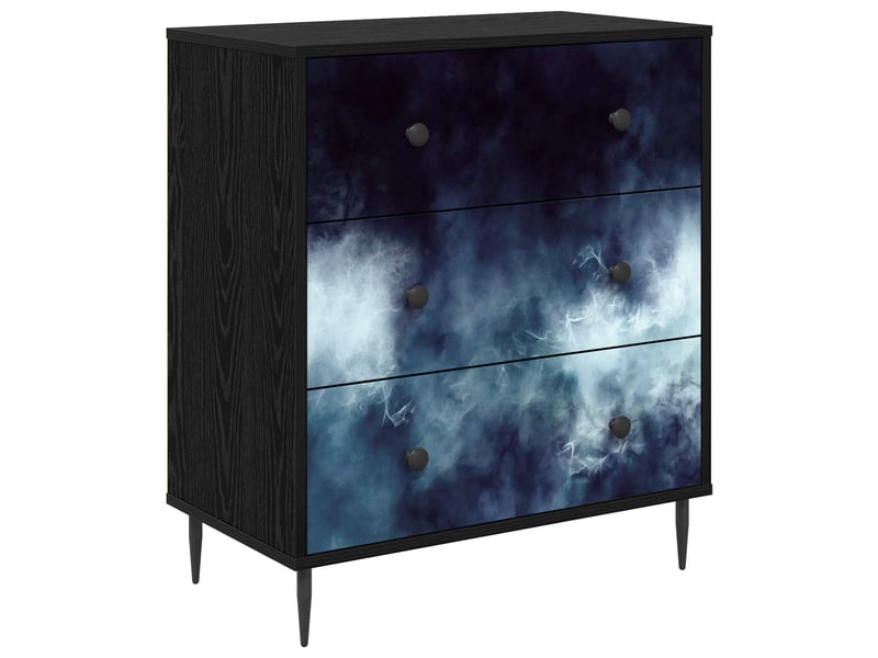  Commode chambre, meuble de rangement raalte impression marbre bleu 66 x 36,5 x 76 cm  - Conforama A