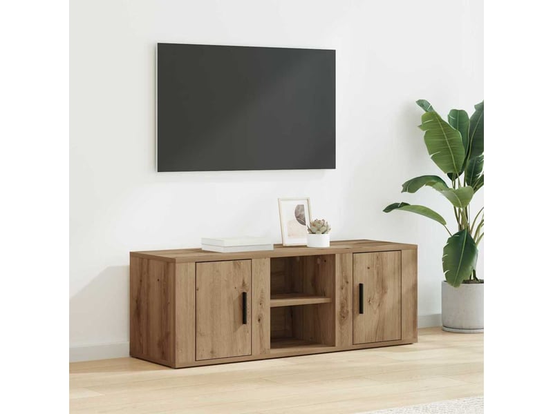  Meuble tv - banc tv - meuble de rangement 100 x 31,5 x 35 cm chêne artisanal bois d'ingénierie  - Conforama B