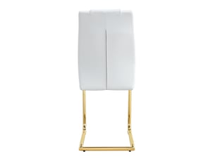 Lot de chaises 4 chaises par carton en cuir pu blanc dossier aspect résille pieds en métal doré et patins antidérapants