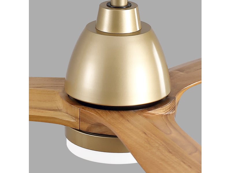  Ventilateur de plafond moderne 36 pouces en bois massif, led 3 couleurs, moteur dc silencieux, chêne doré  - Conforama W
