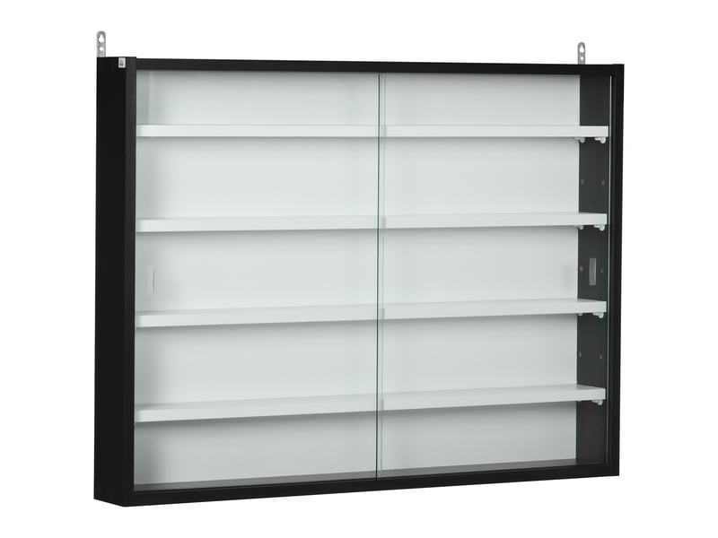  Vitrine murale 2 portes coulissantes verre, étagères réglables, noirblanc, 80×9,5×60 cm  - Conforama A