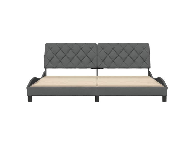 Lit double- lit adulte - cadre de lit sans matelas gris foncé 200x200 cm tissu - Conforama D