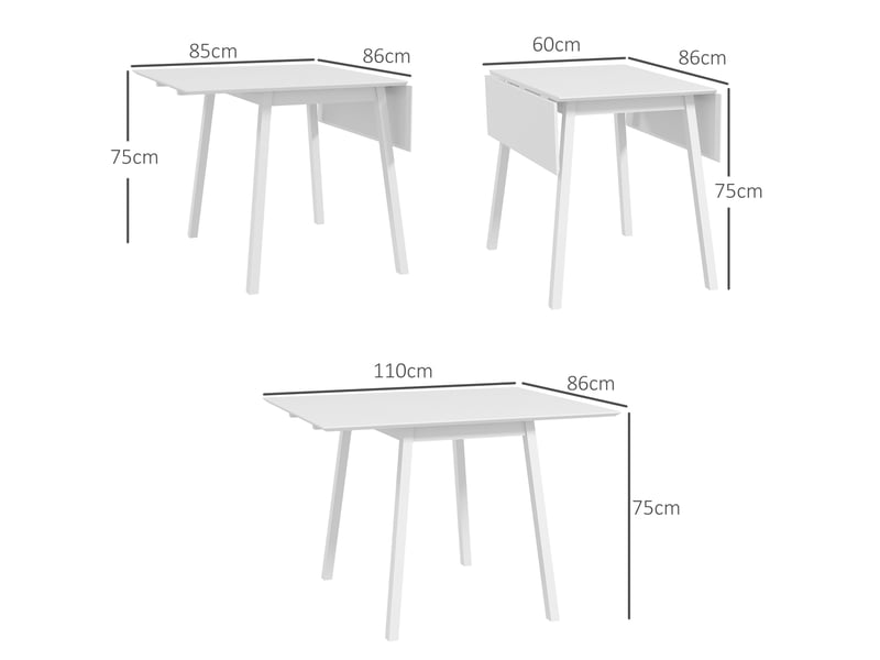 Table de cuisine pliable table à manger pliante avec plateau rabattable en bois pour 2 à 4 personnes blanc  - Conforama E