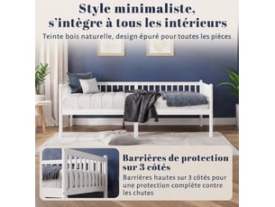 Lit banquette 90x200 cm <strong></strong>  <strong></strong> coloris blanc